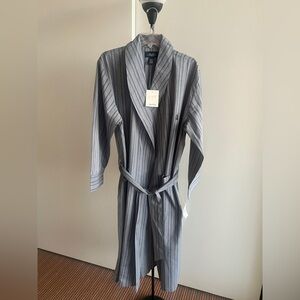 NWT Nautica Men’s Premium Cotton Robe NightGown Logo Slate Gray Shawl Collar M